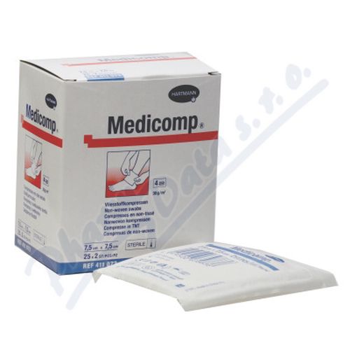 KOMPRESY MEDICOMP STERILNÍ 7,5X7,5CM,NETKANÝ TEXTIL,25X2KS